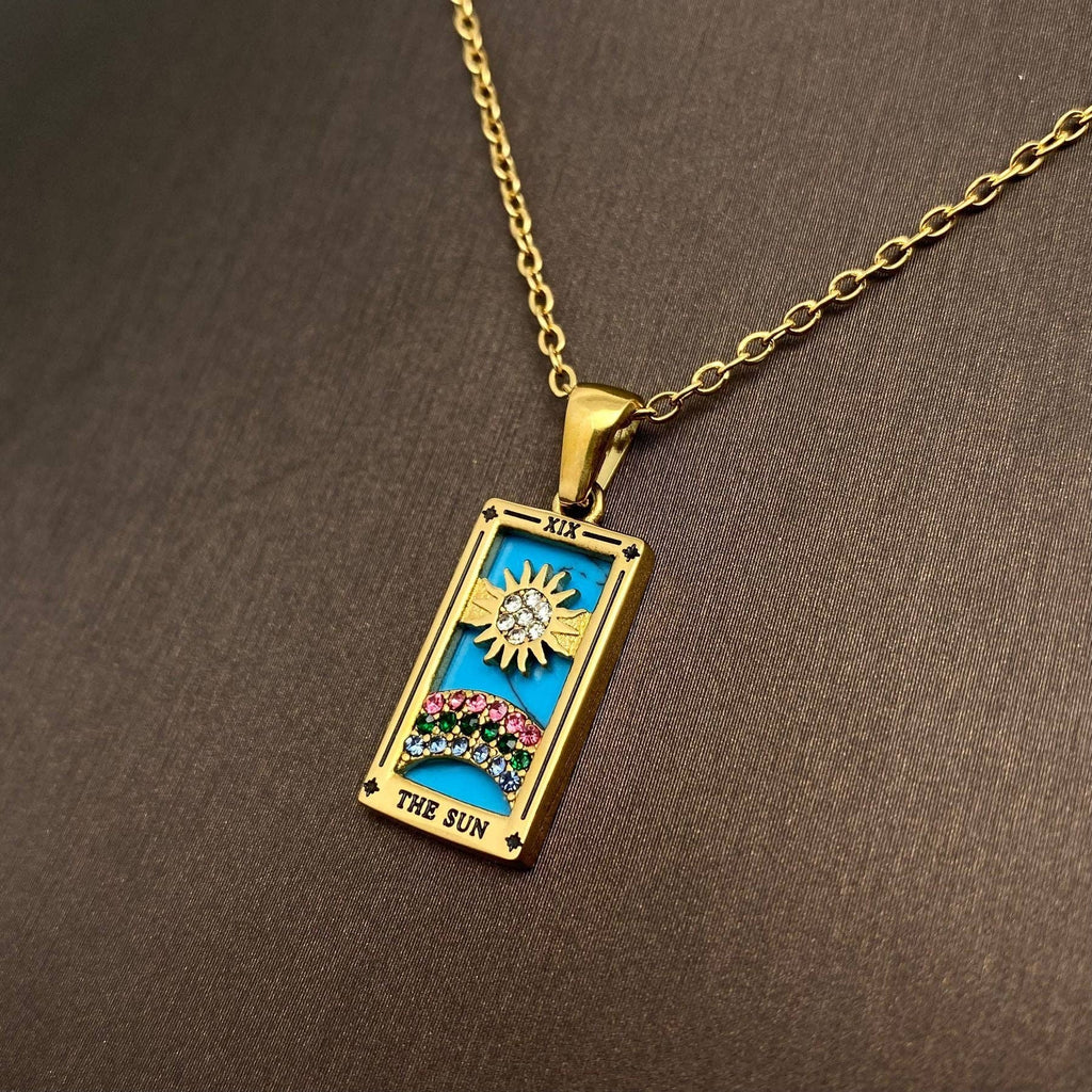 Star Moon Tarot 18K Gold Plated Steel Necklace - FGS/MS