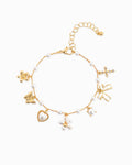Pearl Flower Multi Charm Bracelet