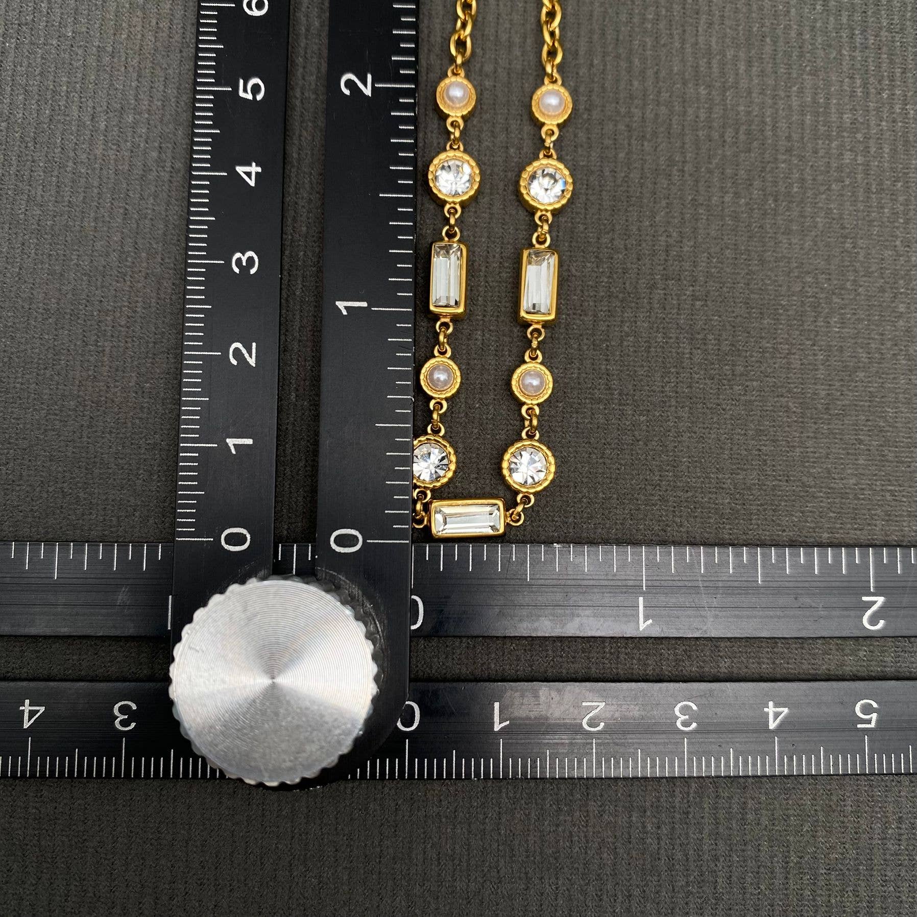 White Zircon Inlaid 18K Gold Plated S.Steel Bracelet -FGS