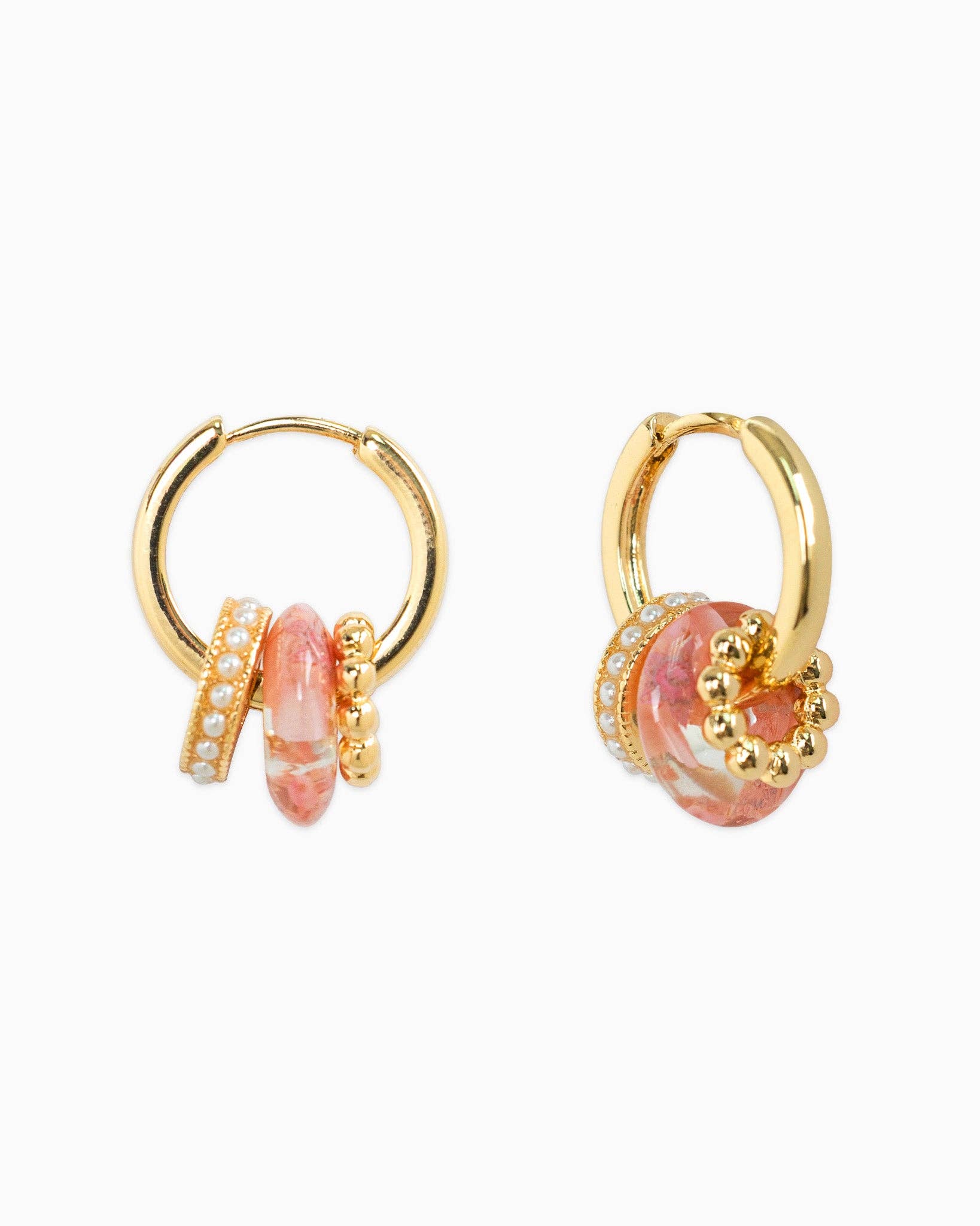 Blossom Rondelle Pearl Hoop Earrings